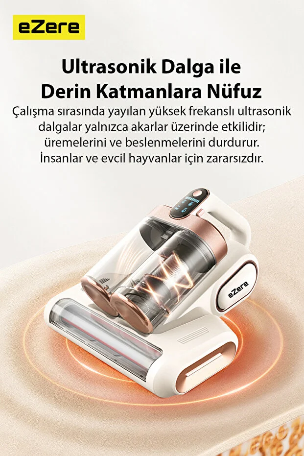 DustAway 17000Pa Güçlü Kablosuz Akar ve Toz UV Işıklı Yatak ve Koltuk Temizleyici