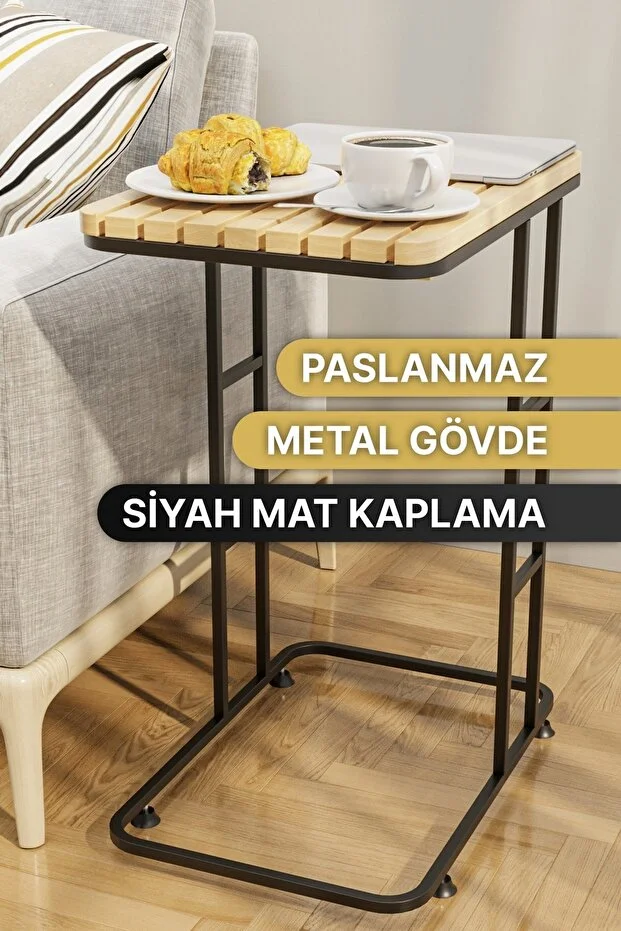 Yan Sehpa Ahşap Masa Modern Masif Orta Sehpa Koltuk Sehpası Zigon Sehpa Kahve Koltuk Tepsisi