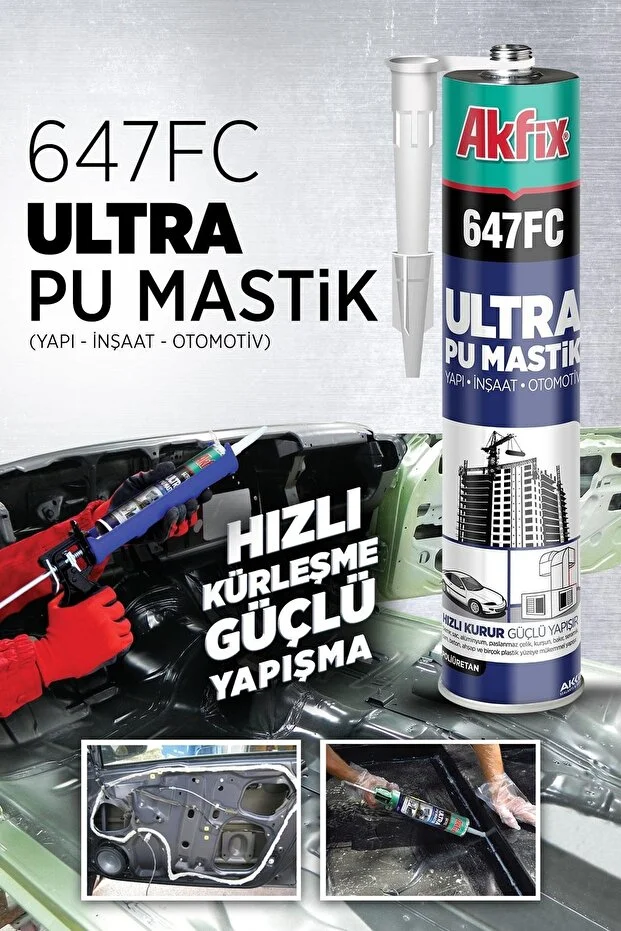 Akfix Güçlü Tutunmalı PU Mastik Su ve Hava Geçirmez Yüksek Silikon 280ml (Beyaz)