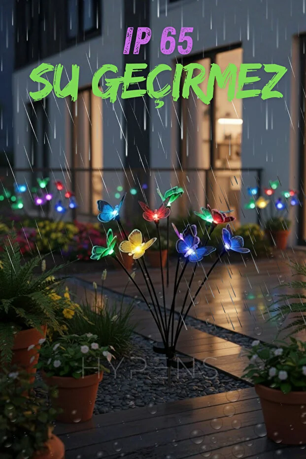6 Led'li Renkli KELEBEK Güneş Enerjili Bahçe Aydınlatması
