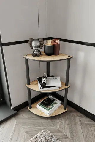 3 Katlı Dekoratif Köşe Kitaplık