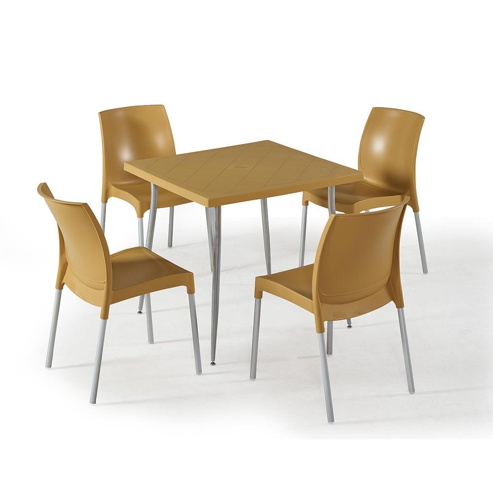 NS6 Masa Takımı 80x80 Masa + 4 Adet Castel Renkli Sandalye