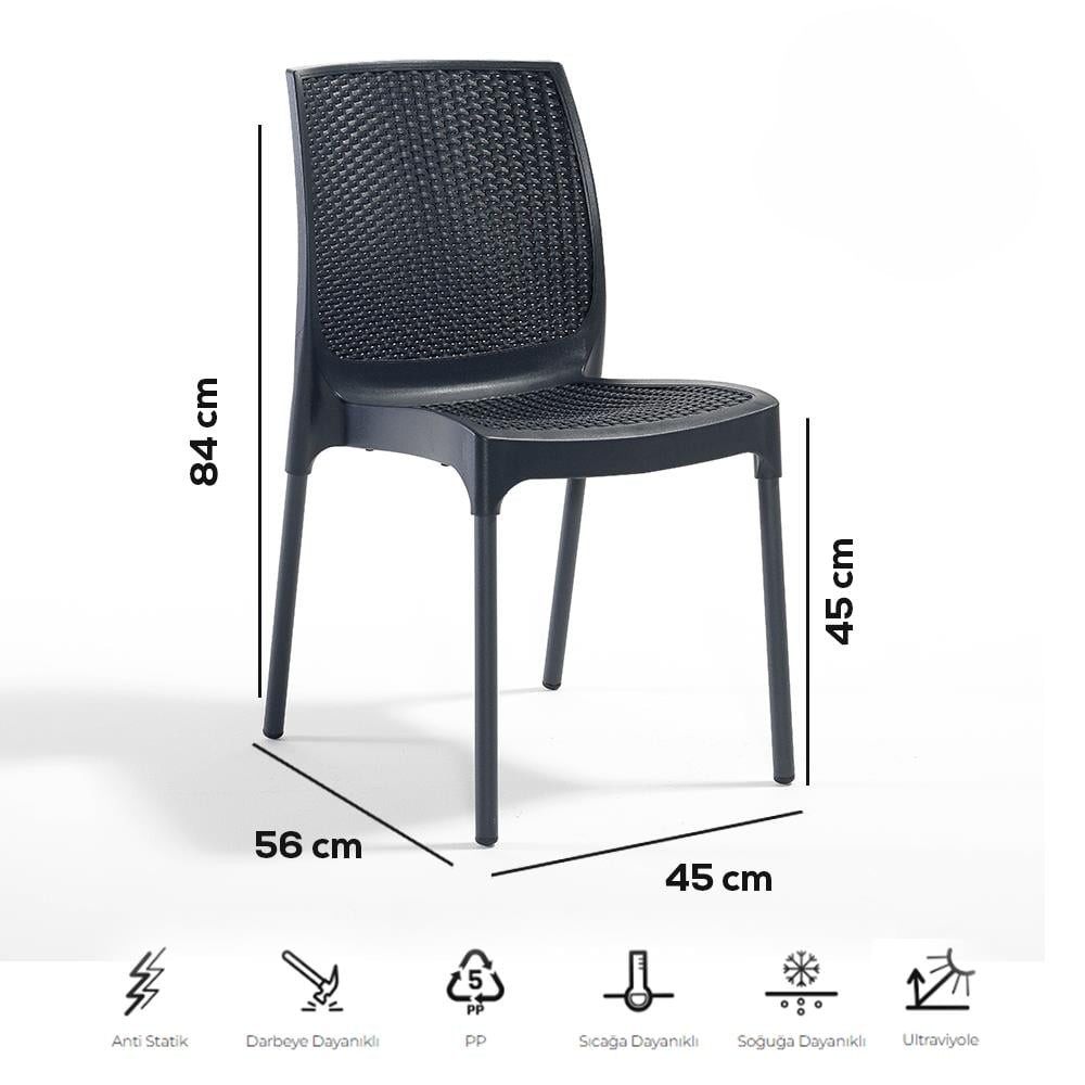 NS5 Rattan Masa Takımı 80x80 Masa + 4 Adet Rattan Sandalye