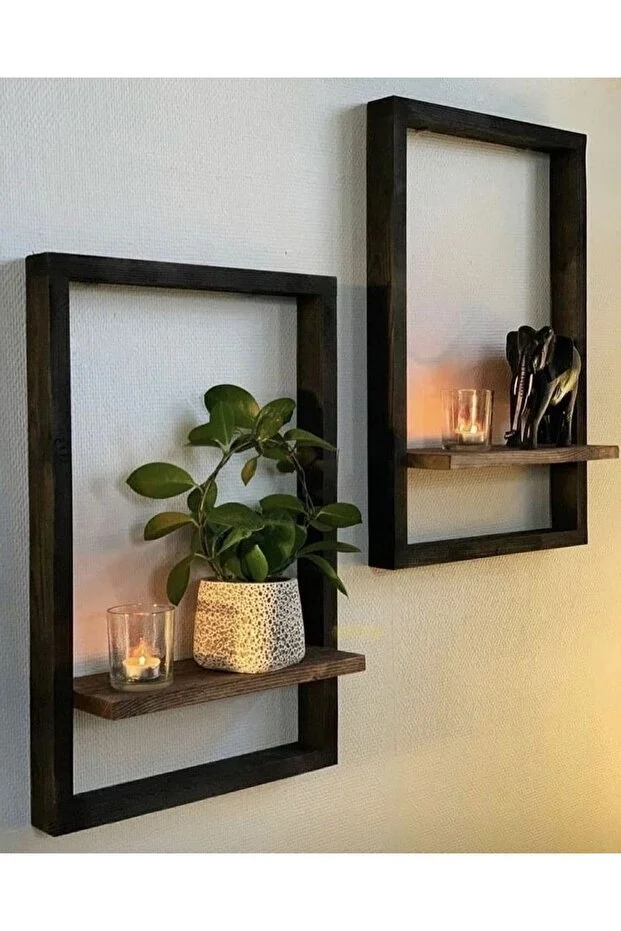 Ahşap Duvar Rafı 2 Adet