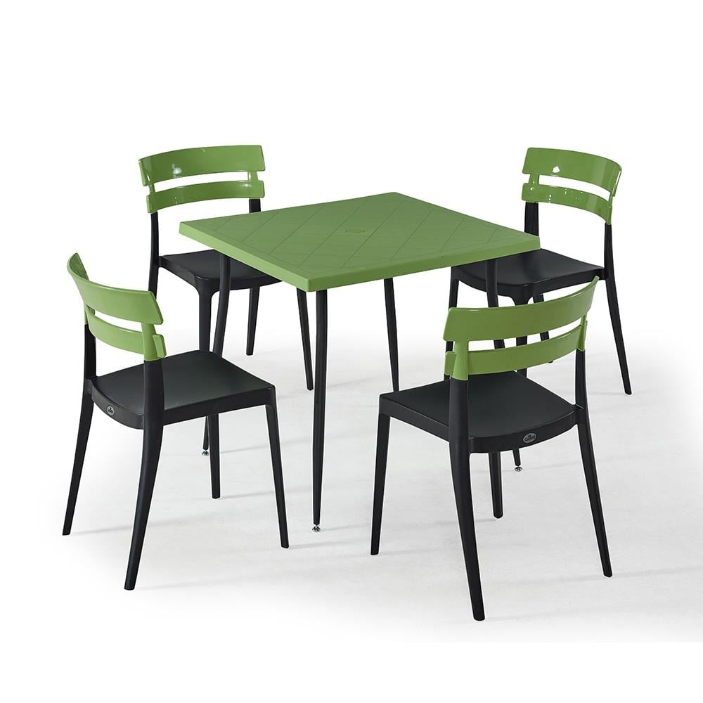 NS9 Masa Takımı 80x80 Masa + 4 Siyah Ayaklı Koltuk NS9 Masa Takımı 80x80 Masa + 4 Siyah Ayaklı Koltuk