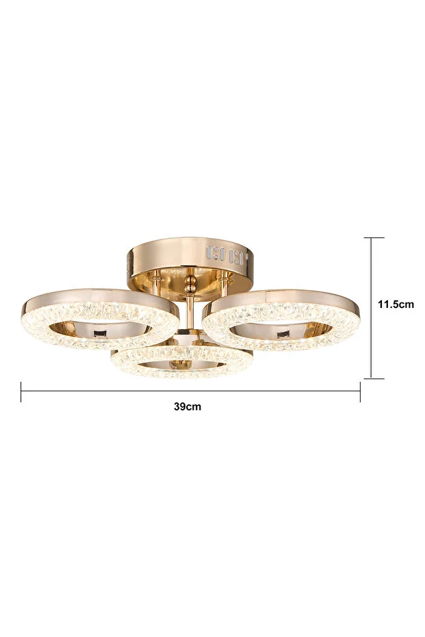 Oylum 3'lü Gold 24 Watt Kristalli Koridor Salon Led Plafonyer Avize Oylum 3'lü Gold 24 Watt Kristalli Koridor Salon Led Plafonyer Avize