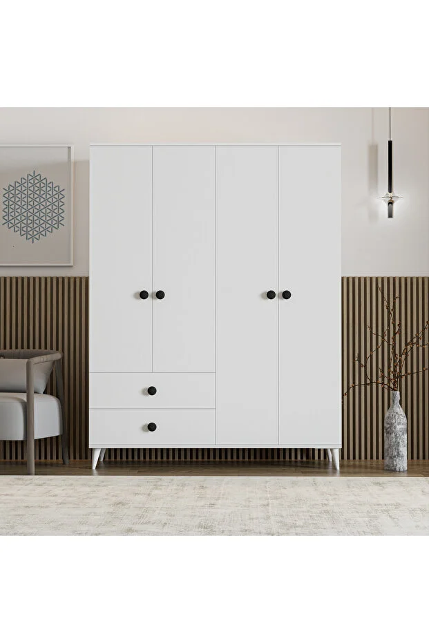 PureOpal Gardırop – 4 Kapak + 2 Çekmece