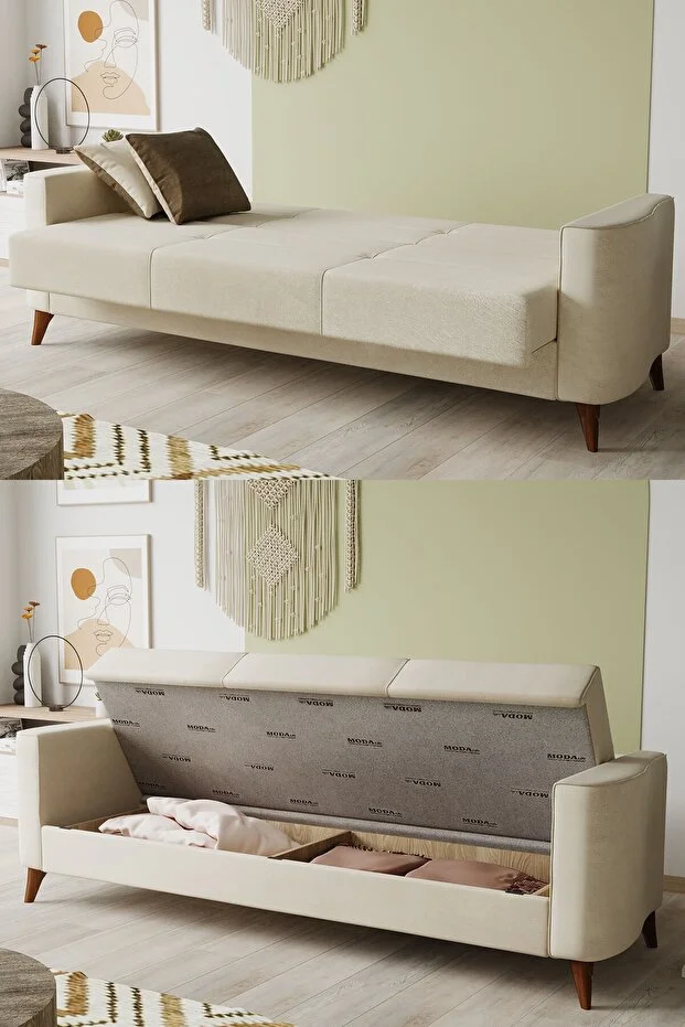 Star Üçlü Kanepe Yataklı/sandıklı - Krem Star Üçlü Kanepe Yataklı/sandıklı - Krem