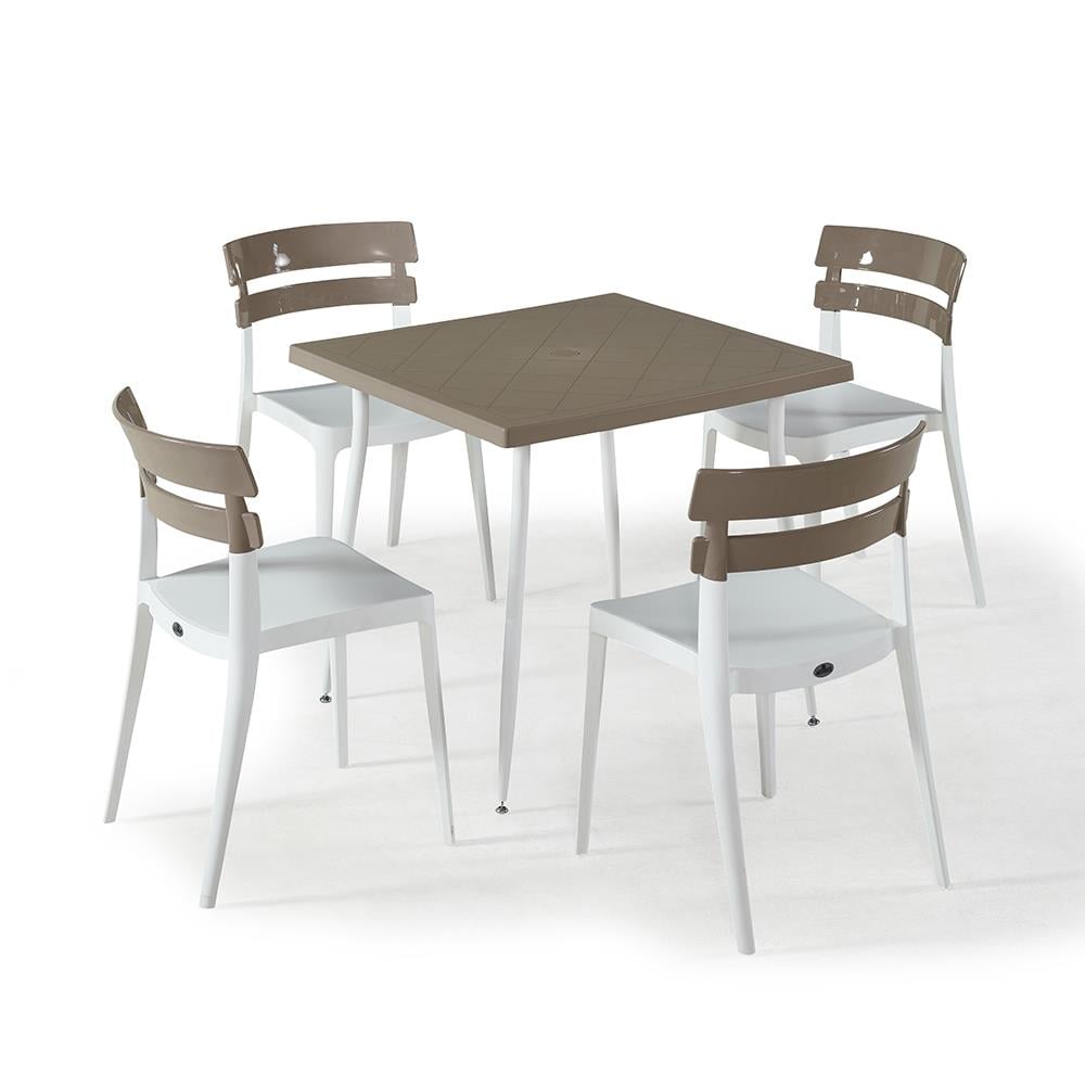 NS9 Masa Takımı 80x80 Masa + 4 Siyah Ayaklı Koltuk NS9 Masa Takımı 80x80 Masa + 4 Siyah Ayaklı Koltuk