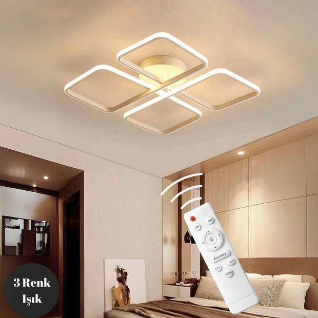 Novem Beyaz Plafonyer Kumandalı Ultra Süper 3 Renk Işık Ledli Avize Novem Beyaz Plafonyer Kumandalı Ultra Süper 3 Renk Işık Ledli Avize