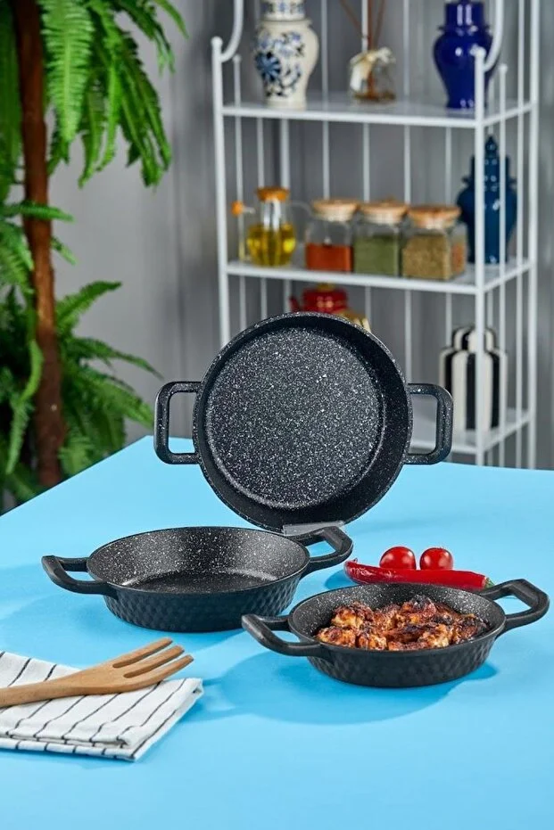 Triton 3 Parça Tava Seti Siyah