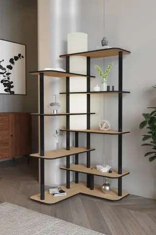 Cross Dekoratif Raflı Kitaplık Lambader