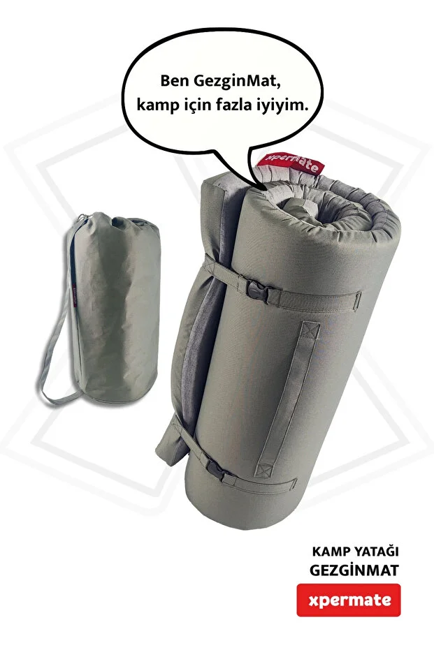 Gezginmat Kamp Yatağı Kamp Matı Fermuarlı Taşıma Çantalı Kamp Minderi Çadır Matı 70x180x6cm