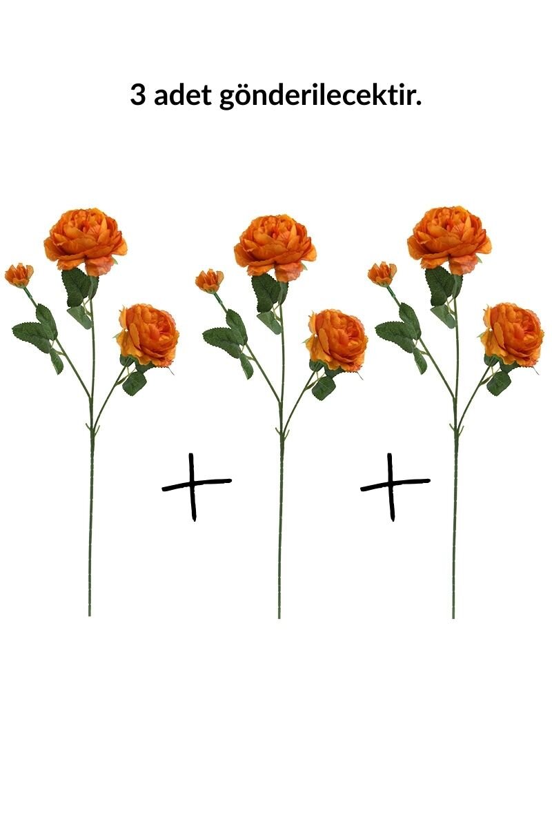 Yapay Çiçek Pastel 3 Adet Çöl Gülü 60 cm Taba