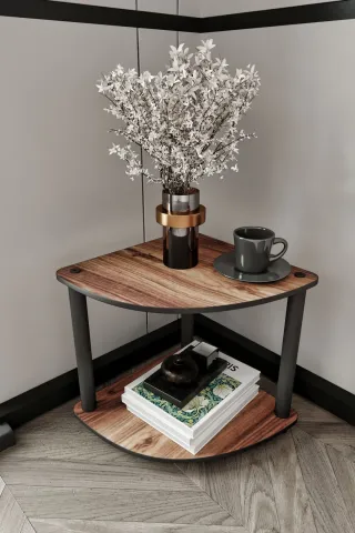 2 Katlı Dekoratif Köşe Kitaplık