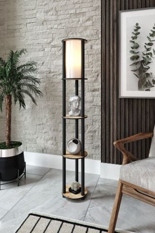 Estantes Yuvarlak Dekoratif Raflı Lambader