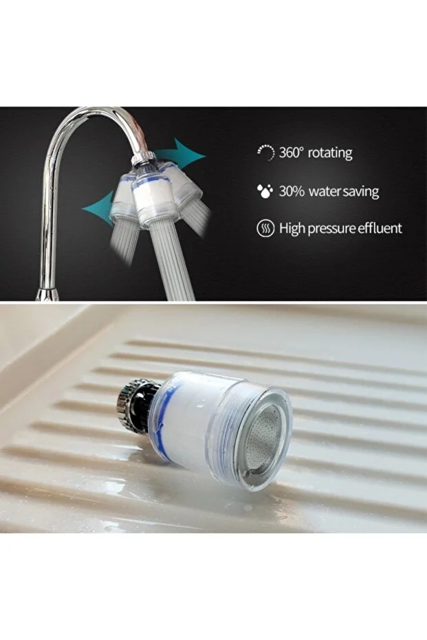 Kireç Önleyici Musluk Başlığı 360 Derece Döner Filtreli Ve Su Tasarufflu