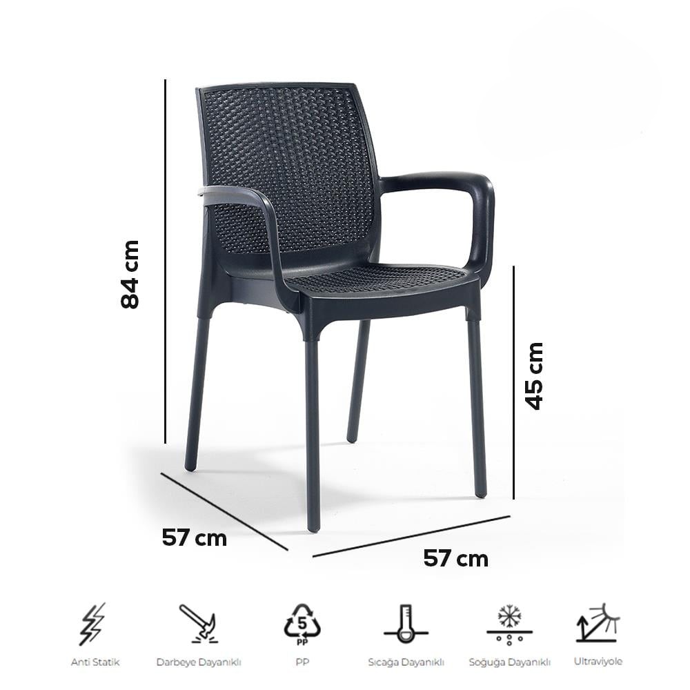 NS4 Rattan Masa Takımı 80x80 Masa + 4 Adet Rattan Sandalye