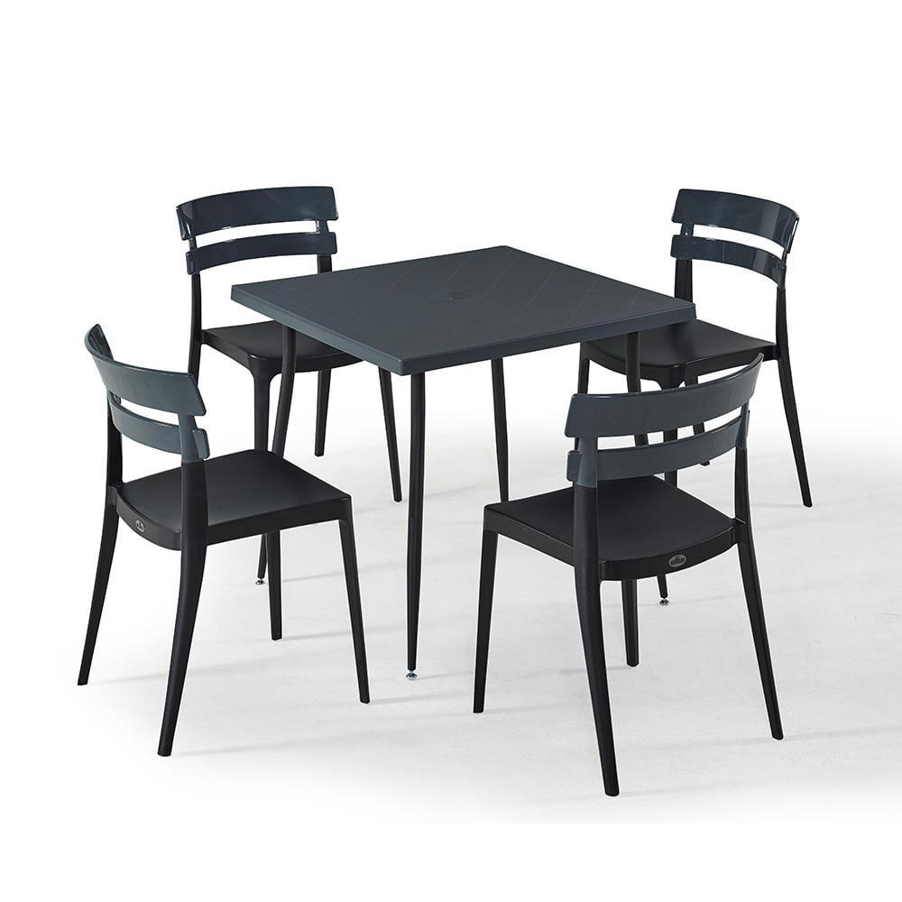 NS9 Masa Takımı 80x80 Masa + 4 Siyah Ayaklı Koltuk NS9 Masa Takımı 80x80 Masa + 4 Siyah Ayaklı Koltuk