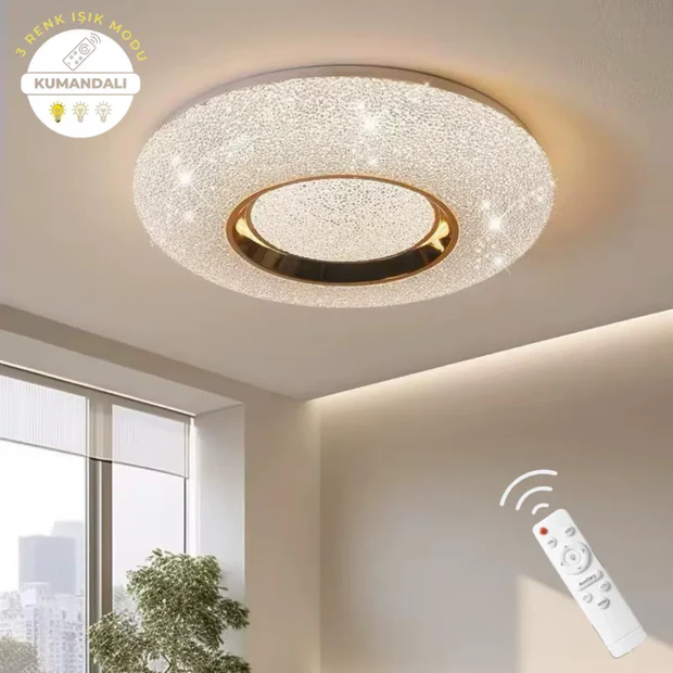 Lara Gold Uzaktan Kumandalı 3 Renk 40 cm Led Avize Lara Gold Uzaktan Kumandalı 3 Renk 40 cm Led Avize