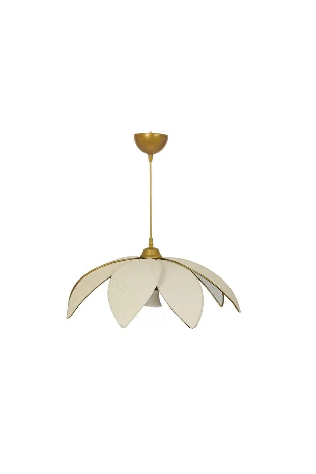 Lotus Çiçeği Tasarımlı Modern Avize - Eskitme Çerçeveli Kumaş Kaplama Lotus Çiçeği Tasarımlı Modern Avize - Eskitme Çerçeveli Kumaş Kaplama