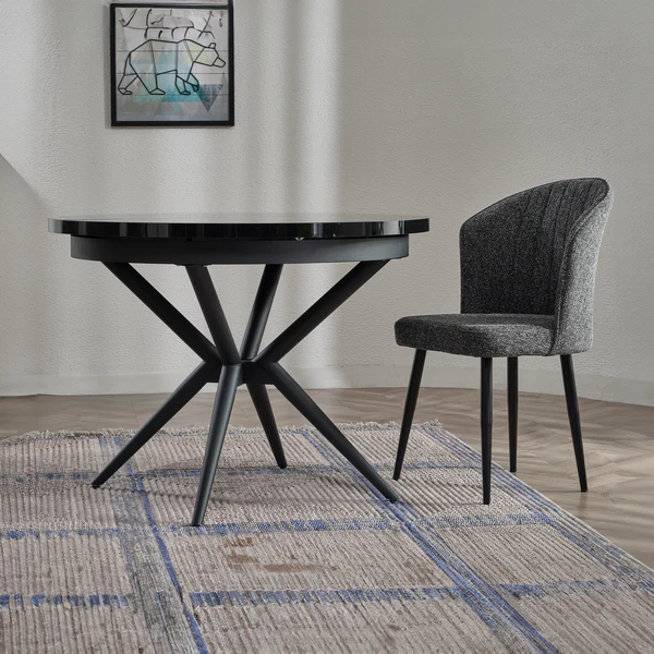 Fleksi Masa Takımı | Antrasit | Rubi Sandalye | Mensey Kumaş | 4 Sandalye