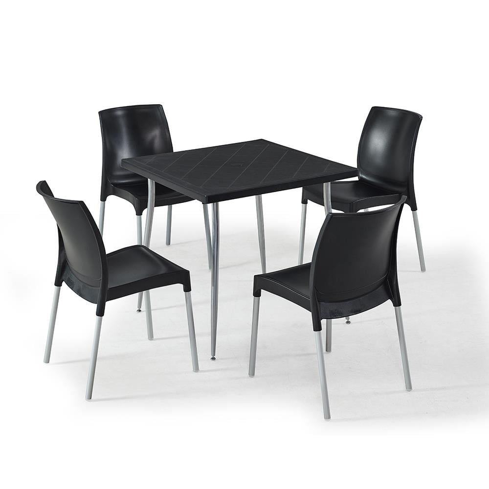 NS6 Masa Takımı 80x80 Masa + 4 Adet Castel Renkli Sandalye