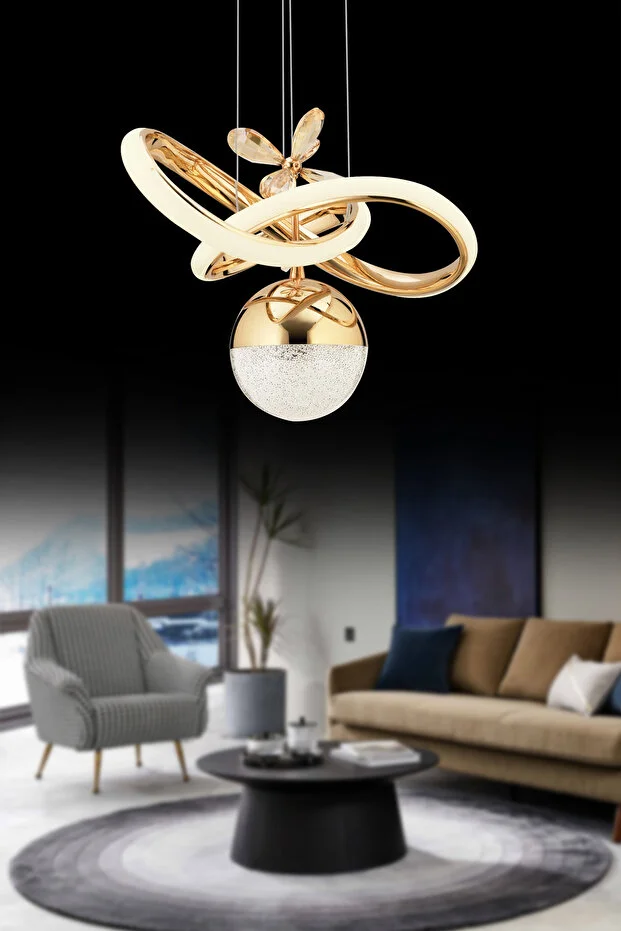 Begonvil Gold 3 Renkli Ledli Modern Lüx Led Avize Begonvil Gold 3 Renkli Ledli Modern Lüx Led Avize