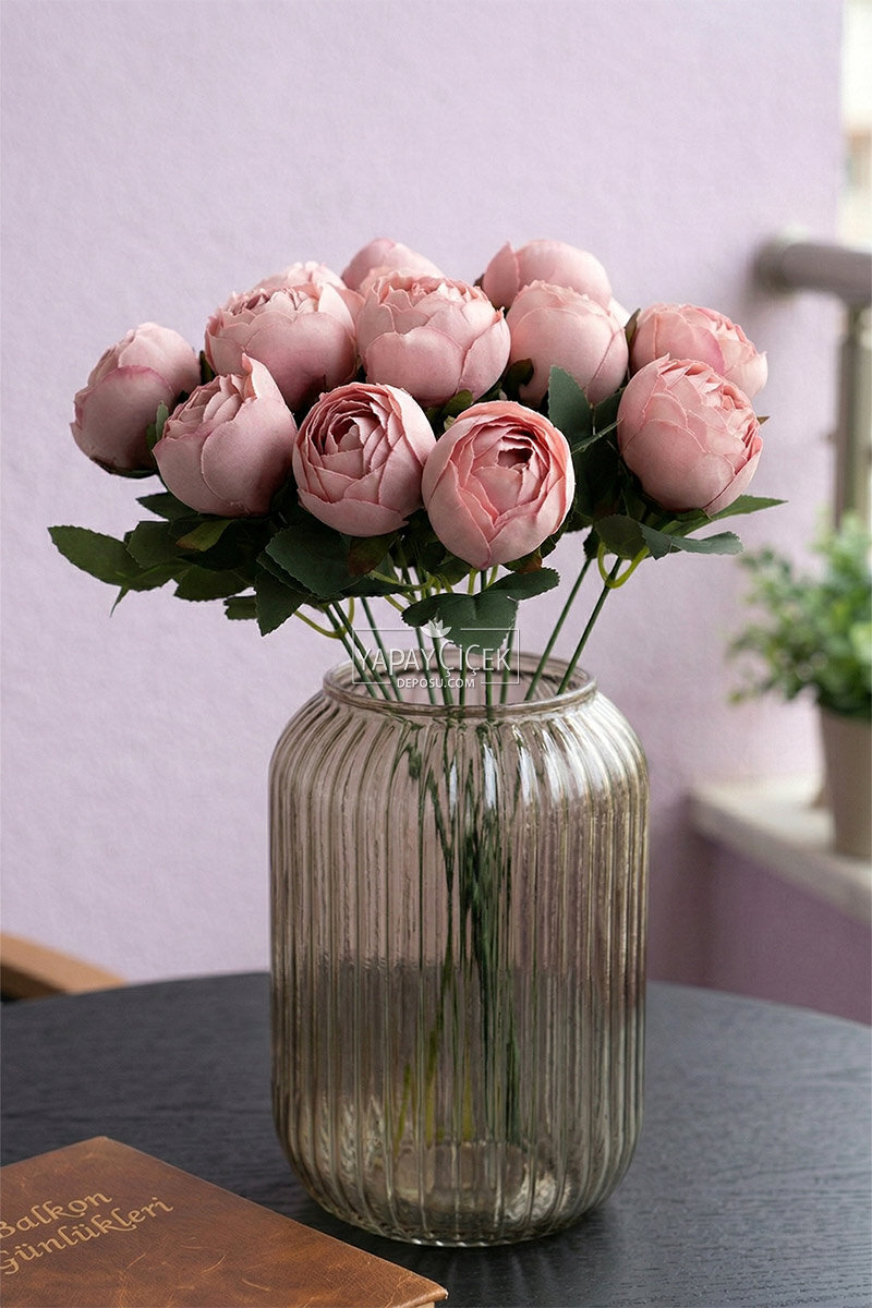 Yapay Çiçek 12li Şakayık Demeti 35 cm Gül Kurusu