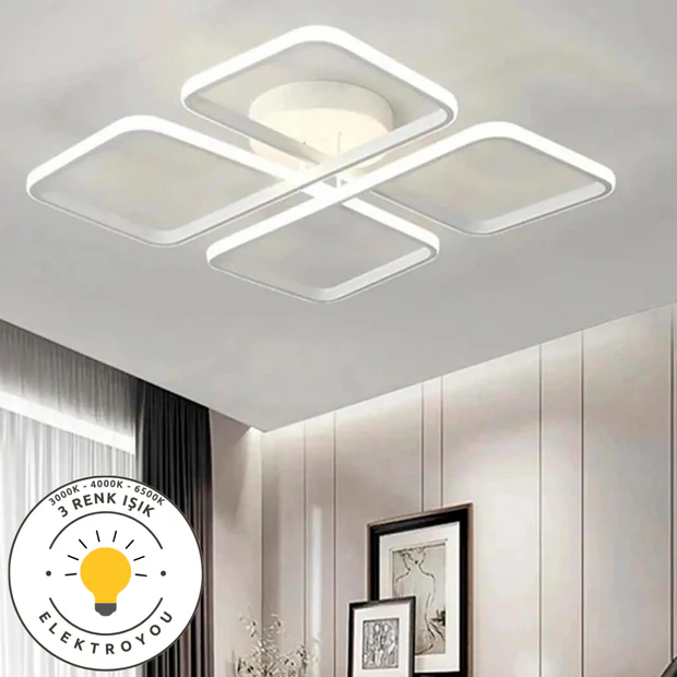 Novem Beyaz Plafonyer Ultra Süper 3 Renk Ledli Avize Novem Beyaz Plafonyer Ultra Süper 3 Renk Ledli Avize