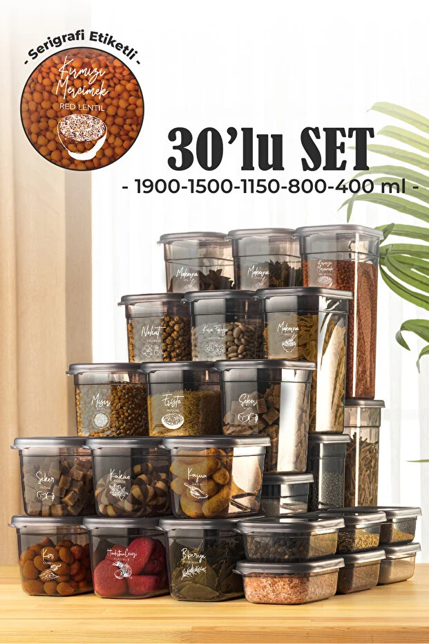 30'lu Peggy Dikdörtgen Saklama Kutusu Seti 6x(1,9 1,5 1,15 0,8 0,4 LİTRE) Serigrafi Etiketli 30'lu Peggy Dikdörtgen Saklama Kutusu Seti 6x(1,9 1,5 1,15 0,8 0,4 LİTRE) Serigrafi Etiketli