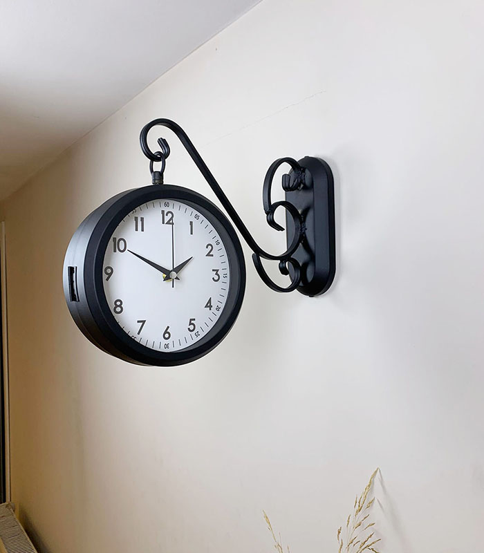 Çift Taraflı Klasik İstasyon Duvar Saati – 36×25 cm