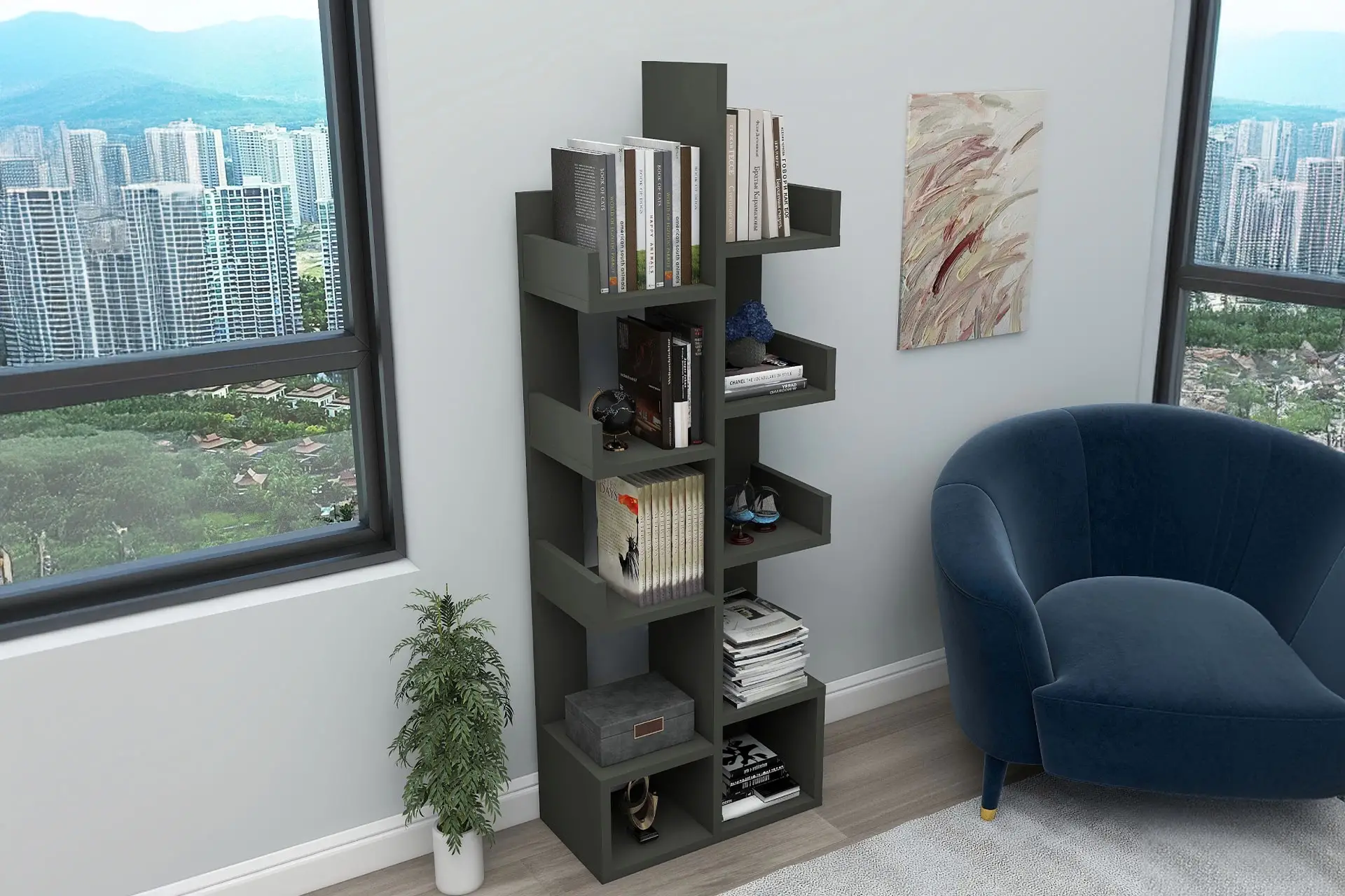 10 Bölmeli Raflı Kitaplık 10 Bölmeli Raflı Kitaplık