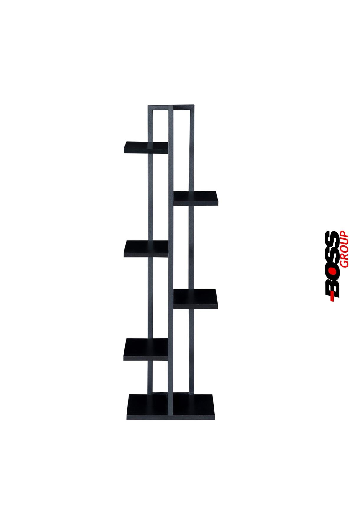 Çiçeklik 6 Bölmeli Raf Metal Çerçeveli Sağlam Modern Siyah Çiçeklik Saksı Düzenleyici Raf Stant