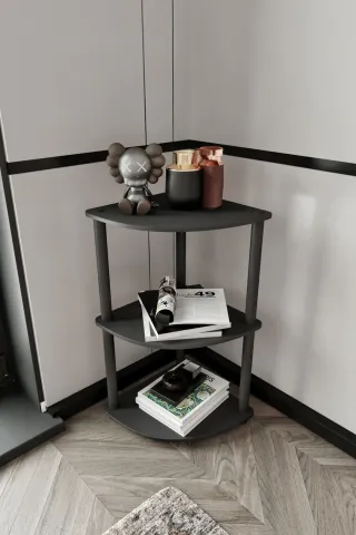 3 Katlı Dekoratif Köşe Kitaplık