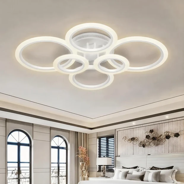 Talin Beyaz Plafonyer Lüks Modern 6'LI 3 Renk Ledli Avize Talin Beyaz Plafonyer Lüks Modern 6'LI 3 Renk Ledli Avize