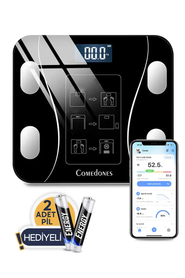 Dijital Baskül Yağ Su Kas Vücut Kitle Endeksi Kilo Ölçer Tartı Dijital Baskül Yağ Su Kas Vücut Kitle Endeksi Kilo Ölçer Tartı