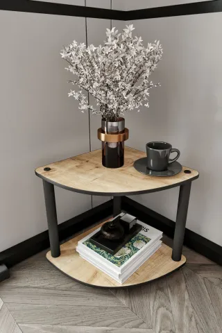 2 Katlı Dekoratif Köşe Kitaplık