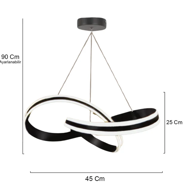 Astera Siyah Kumandalı 3 Renk Ledli Modern Özel Tasarım Sarkıt Led Avize Astera Siyah Kumandalı 3 Renk Ledli Modern Özel Tasarım Sarkıt Led Avize