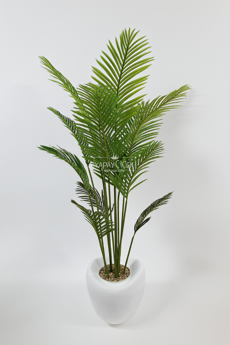 Yapay Ağaç Dinazor Yumurtası Saksıda Areka Palmiye Ağacı 205 cm Beyaz