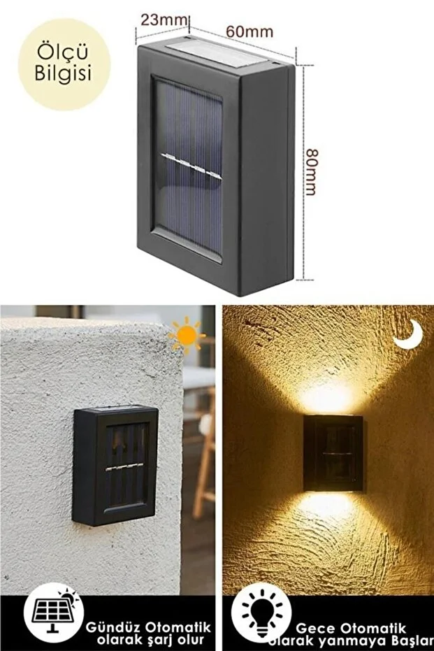 Tekli Yeni Model Solar Çift Taraflı Duvar Lambası