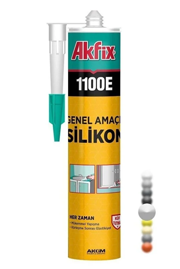 Akfix 1100E Küf Tutmaz Genel Amaçlı Elastik Şeffaf Silikon 280 gr