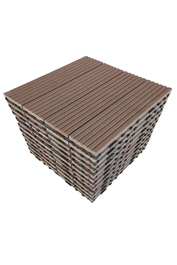 Kompozit (AHŞAP PLASTİK) Zemin Döşemesi 1 M2 (11 ADET KARO) Kahverengi Düz Model