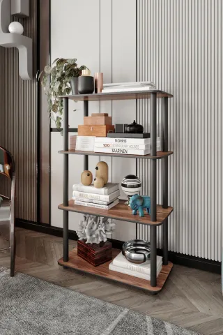 4 Katlı Dekoratif Diktörtgen Kitaplık