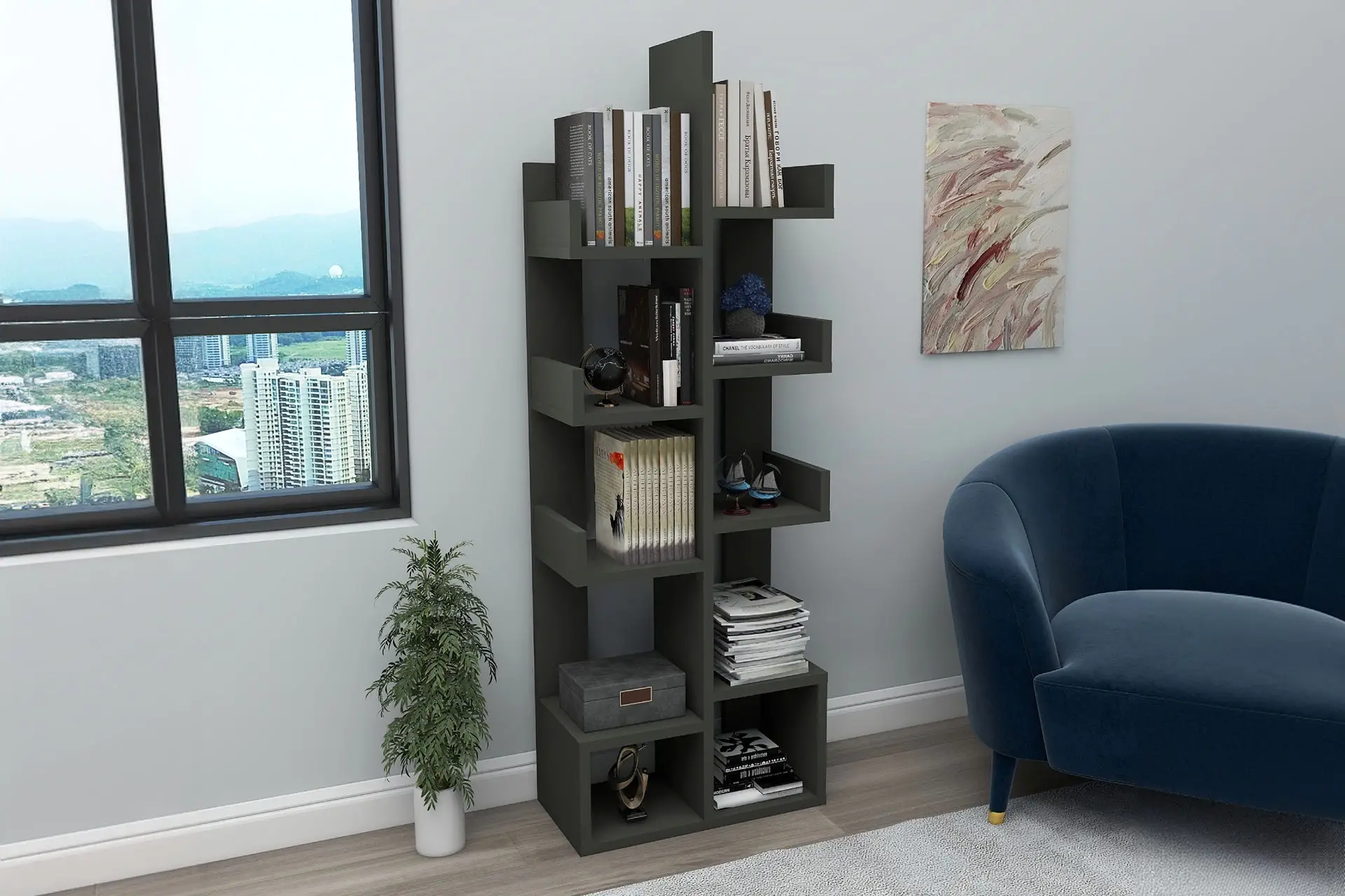 10 Bölmeli Raflı Kitaplık 10 Bölmeli Raflı Kitaplık