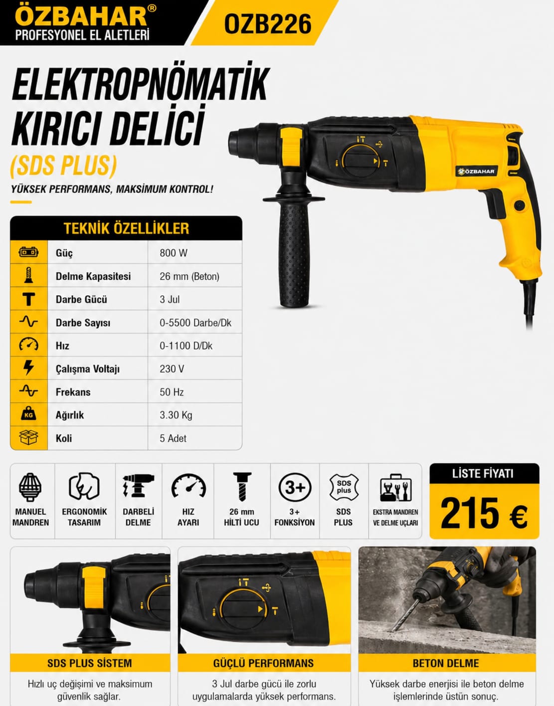 SDS Plus tipinde bir elektropnömatik kırıcı delici matkaptır SDS Plus tipinde bir elektropnömatik kırıcı delici matkaptır