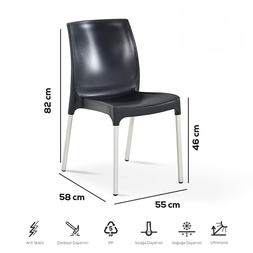 NS6 Masa Takımı 80x80 Masa + 4 Adet Castel Renkli Sandalye