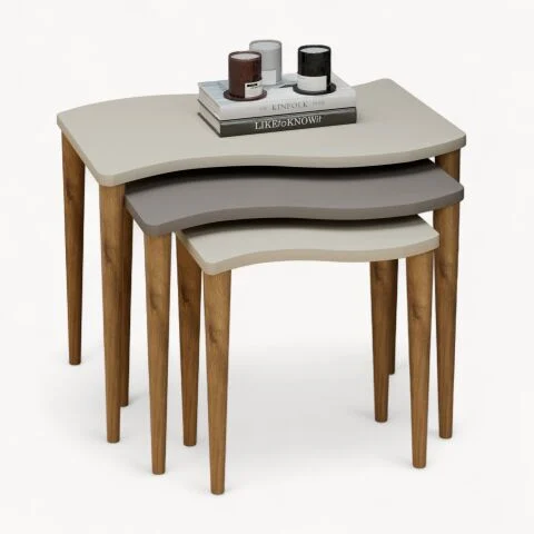 Gofro Zigon Sehpa Krem Cappuccino Krem