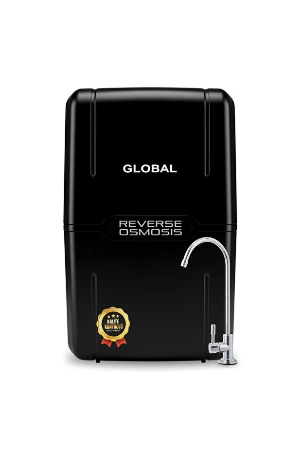 Su Arıtma Cihazı Kapalı Kasa | RO Ters Ozmos Sistem | Dahili 8L Tank | Siyah