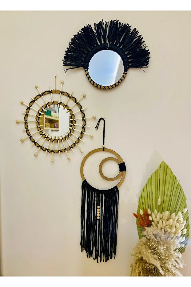 Bohem Hasır Duvar Dekorasyon Ürünü 3’lü Set Bohem Hasır Duvar Dekorasyon Ürünü 3’lü Set